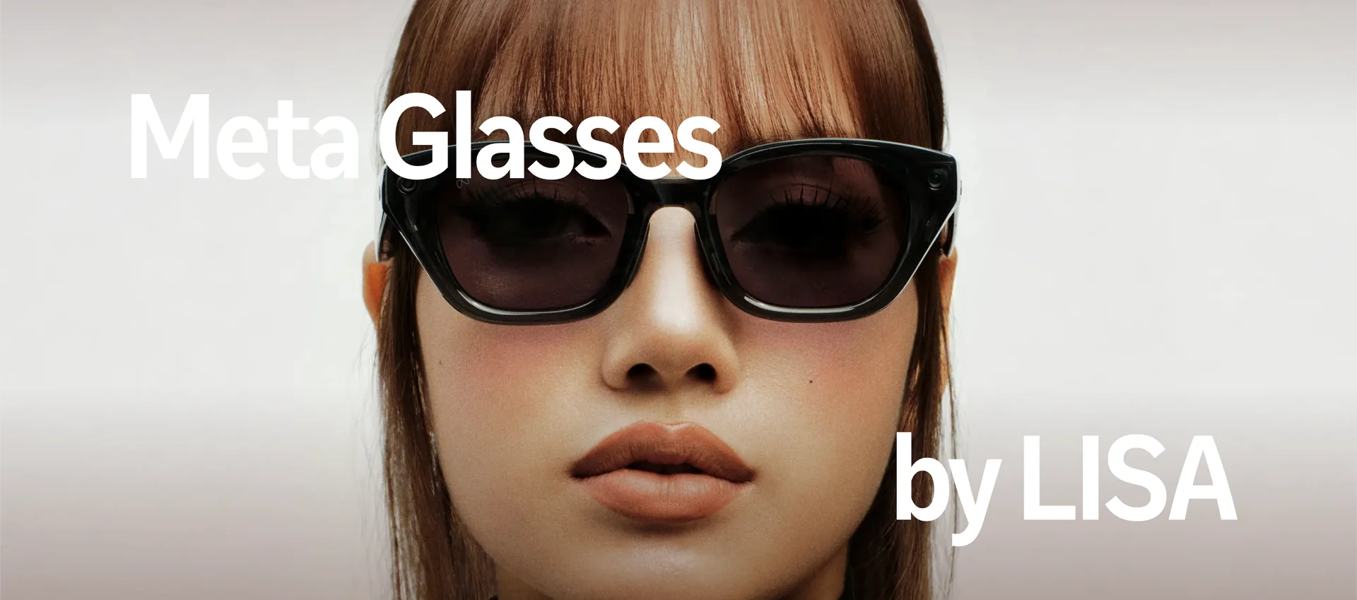 Close-up of LISA wearing Meta Capri LISA Edition with the text Meta Glasses by LISA