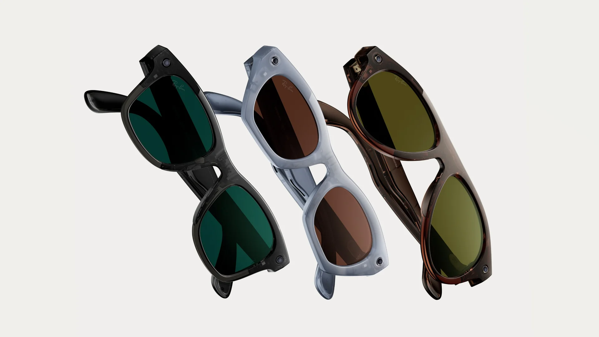 Aviator, Wayfarer, and Zena models of Ray-Ban Meta Gen 3