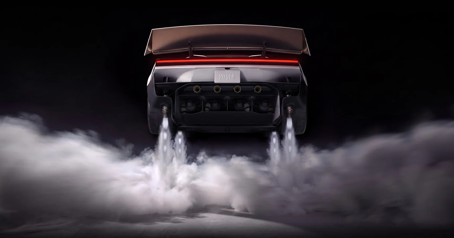 Tesla Roadster lifted with gas jets under the body