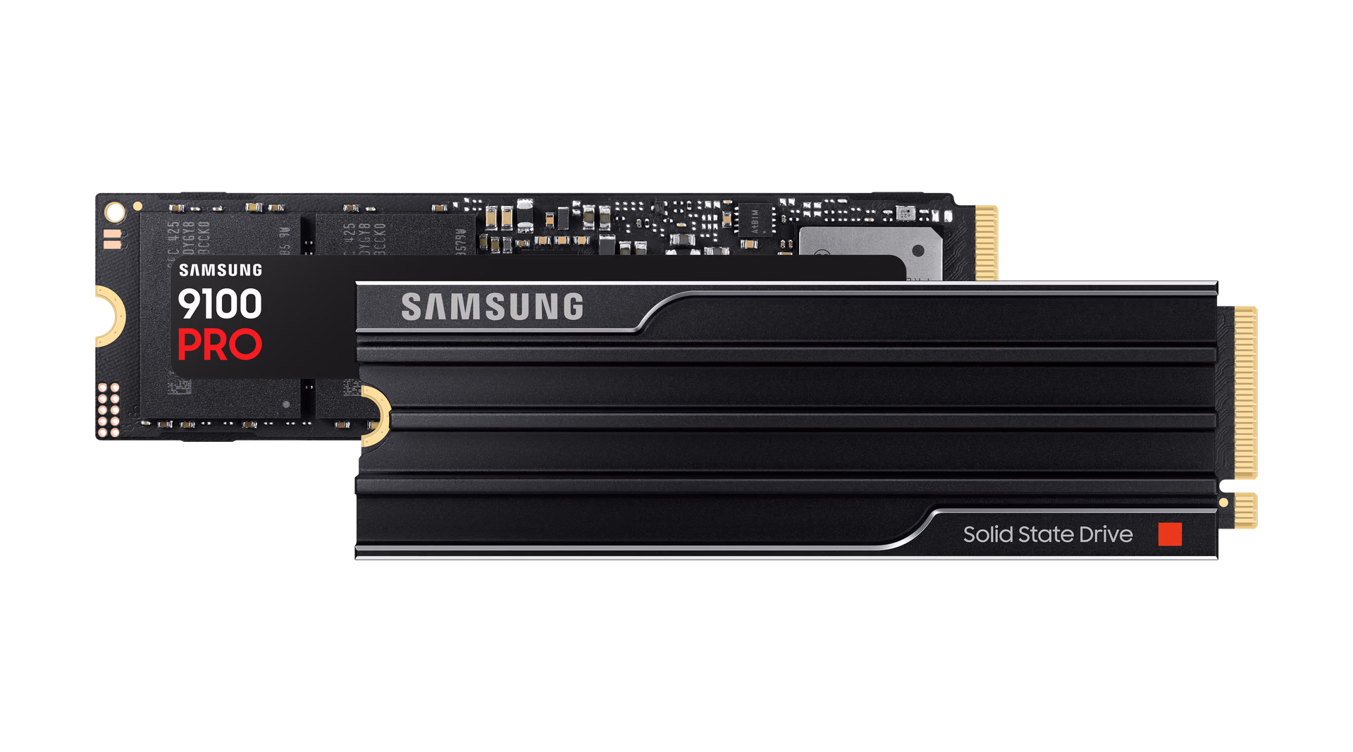 9100 PRO without heatsink behind the heatsink version